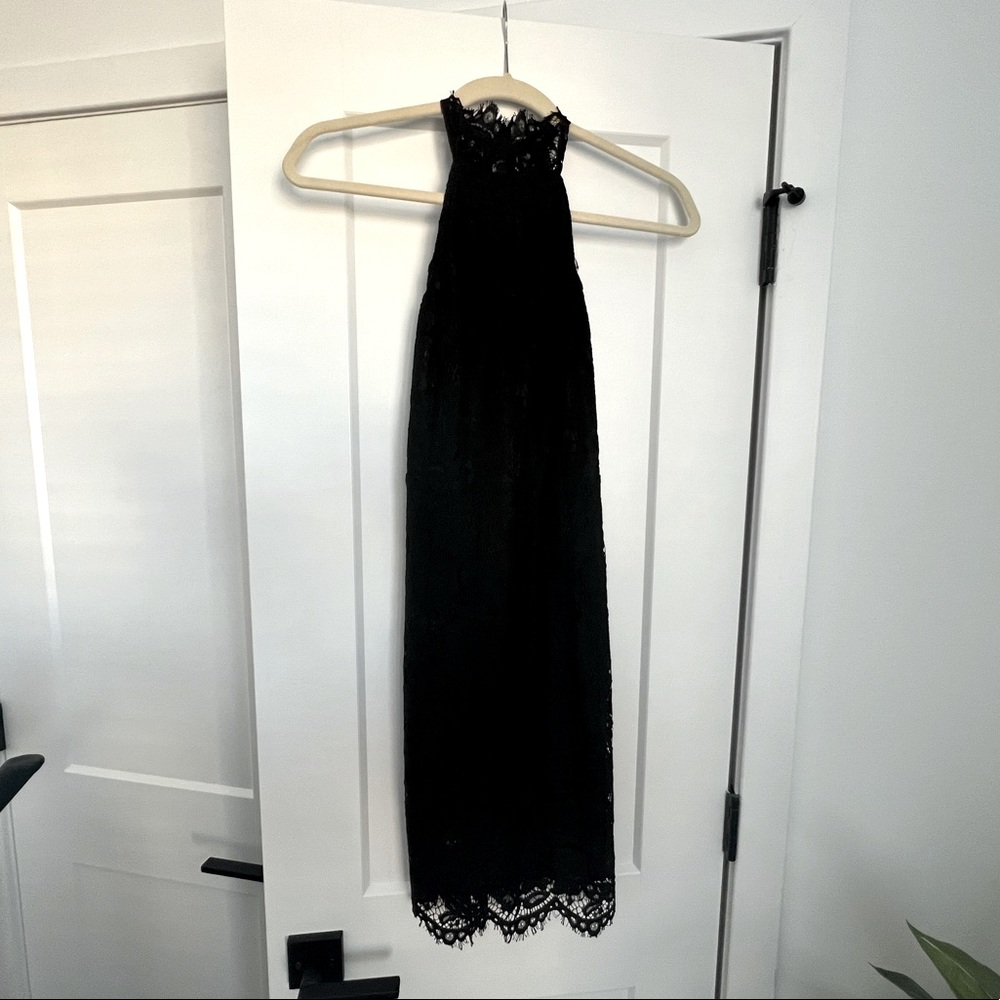 Black high neck lace dress